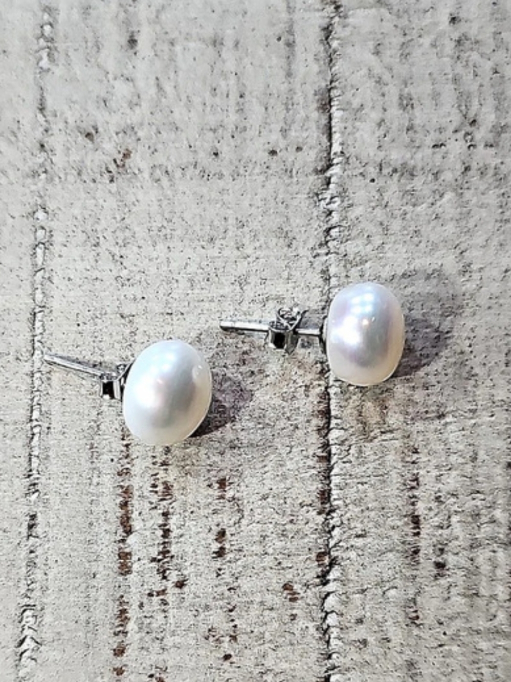 White Cultured Freshwater Pearl Rhodium Over Sterling Silver Stud Earrings β¨οΈNEW